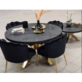 Eettafel Black Bonito Rond 130 cm Goud - visgraat look