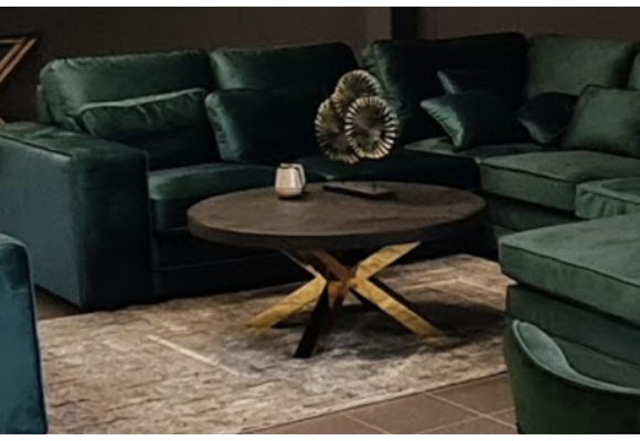 Salontafel Black Bonito Rond Goud 100 cm - visgraat look
