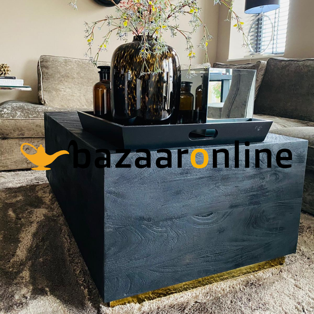 Black Bonito - Bloktafel - Goud - visgraat look - 130 x 70 cm