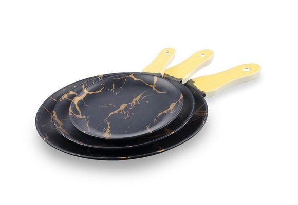 Serveerplank rond Ø20 cm Zwart Goud - Melamine