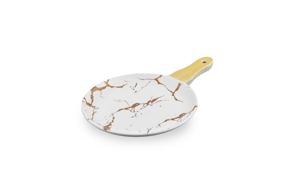 Serveerplank rond Ø20 cm Wit Goud - Melamine