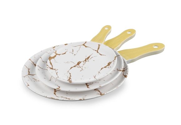 Serveerplank rond Ø20 cm Wit Goud - Melamine