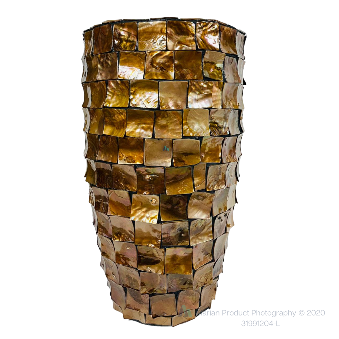 Schelpenvaas Flora - Bruin - 60 cm