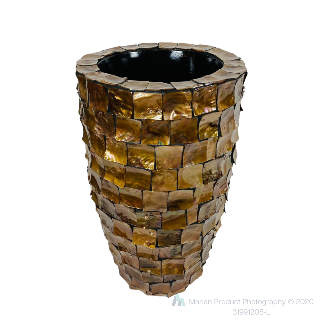 Schelpenvaas Flora - Bruin - 60 cm