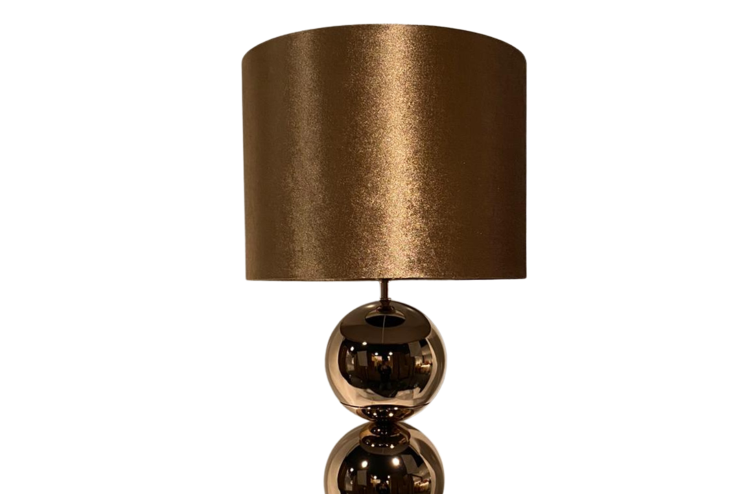 Bollamp - Brons - Tafellamp - 3 Brede Bollen - Vierkante Voet