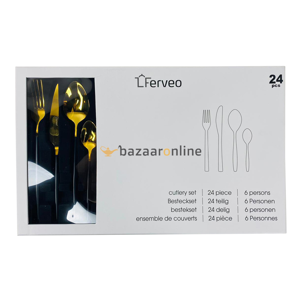FERVEO Sara Bestekset 24-delig Goud/Zwart
