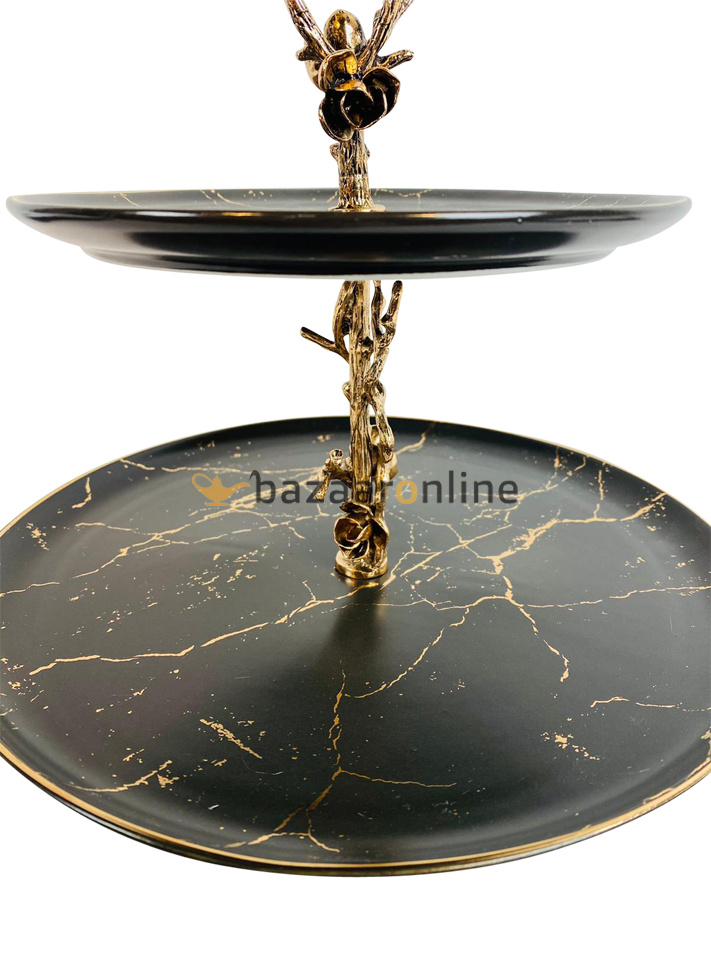 Etagère Unique 2 laags Zwart Goud