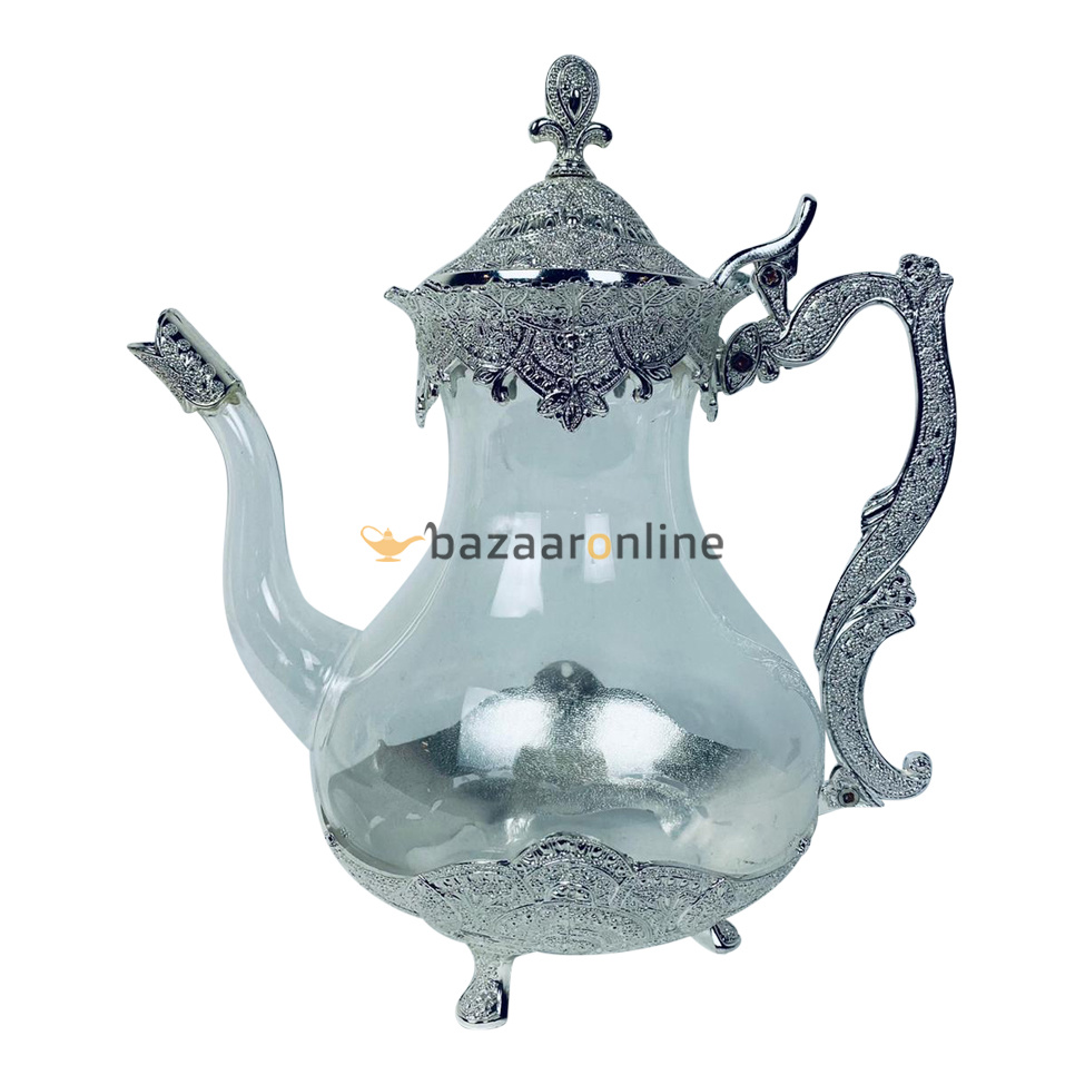 Decoratieve Marokkaanse theepot Glas / Zilver | Theepotten - Bazaaronline