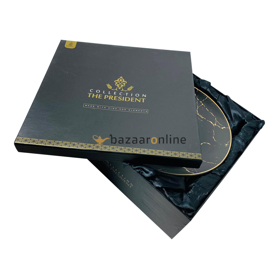 Gebakset 8-delig marmer zwart goud