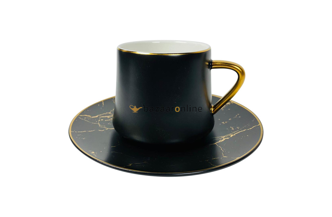 zuurgraad vastleggen Kamer Hoge kwaliteit koffie kopjes | Marmer Zwart / Goud | - Bazaaronline