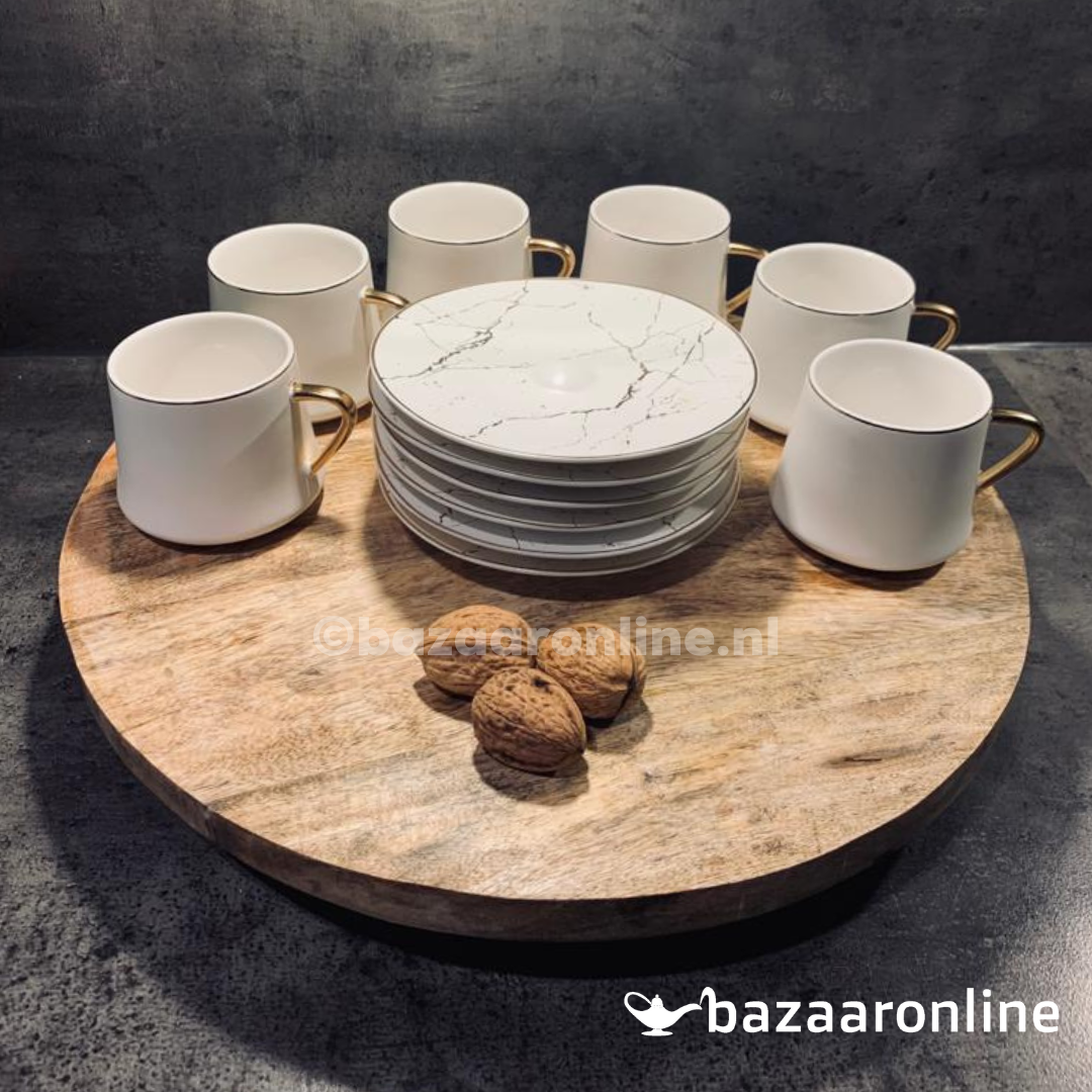Koffieset Luxu Marmer Wit / Goud