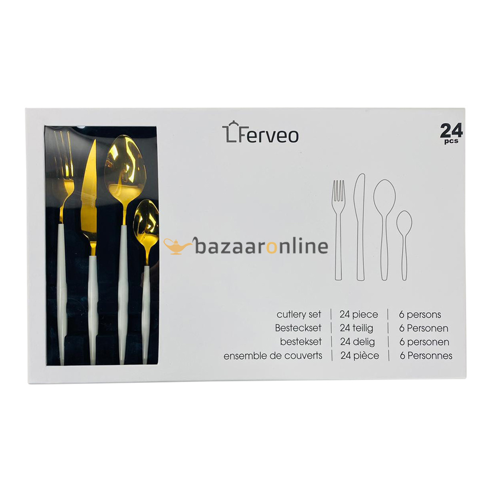 FERVEO Sara Bestekset 24-delig Goud/Wit