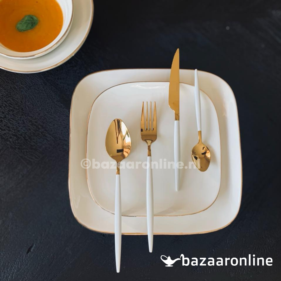 FERVEO Sara Bestekset 24-delig Goud/Wit