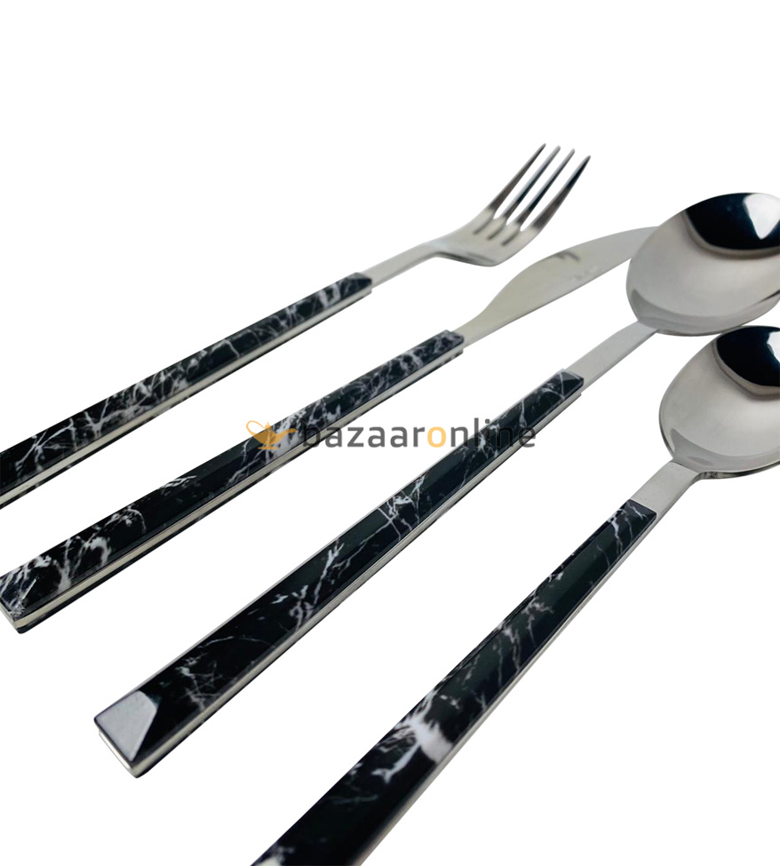 FERVEO Aras Bestekset 24-delig Zilver/Zwart Marmer