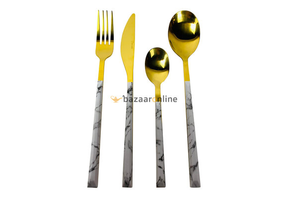 FERVEO Aras Bestekset 24-delig Goud/Wit Marmer