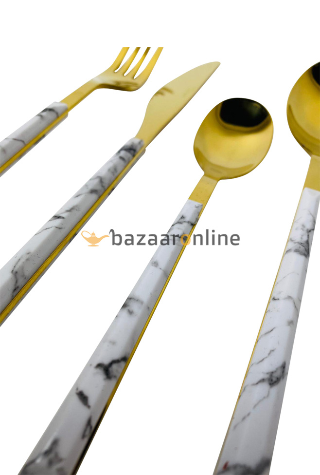 FERVEO Aras Bestekset 24-delig Goud/Wit Marmer