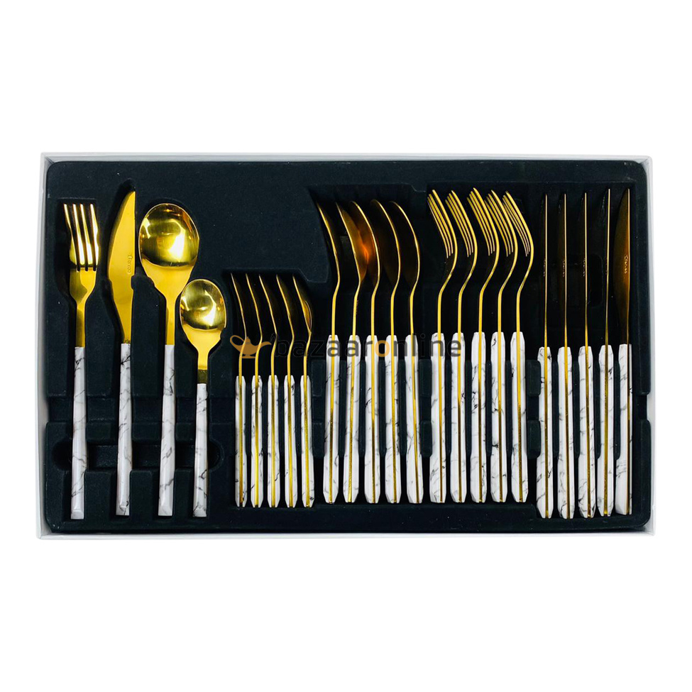 FERVEO Aras Bestekset 24-delig Goud/Wit Marmer