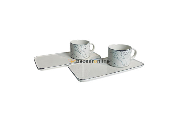 Koffieset Kana | Marmer Zilver Wit | 4-delig