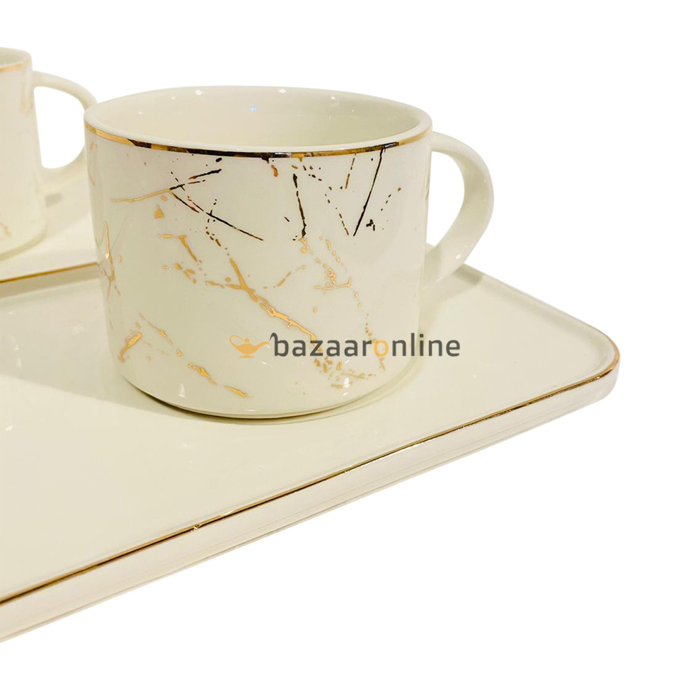 Koffieset Kana | Marmer Goud Wit | 4-delig