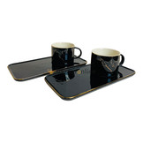 Koffieset Kana | Marmer Goud Zwart | 4-delig