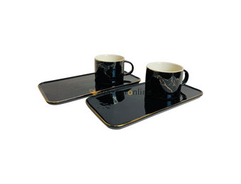 Koffieset Kana | Marmer Goud Zwart | 4-delig