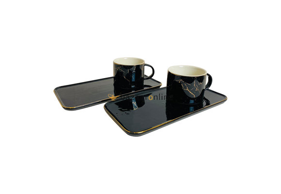 Koffieset Kana | Marmer Goud Zwart | 4-delig