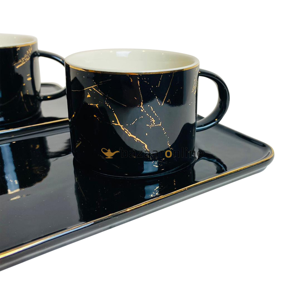 Koffieset Kana | Marmer Goud Zwart | 4-delig