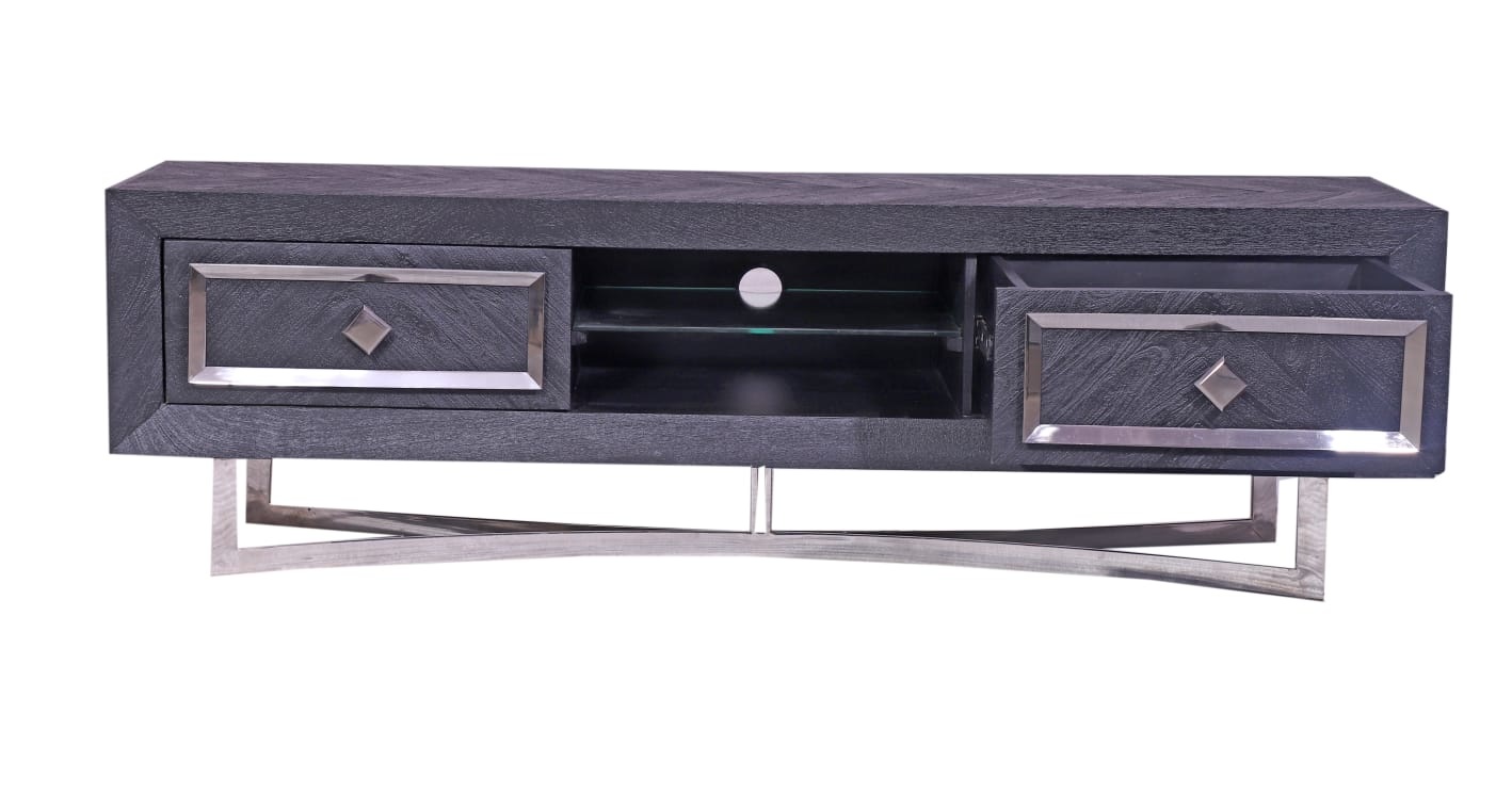 TV-Meubel Chess Zilver - visgraat look - 180x40x55cm