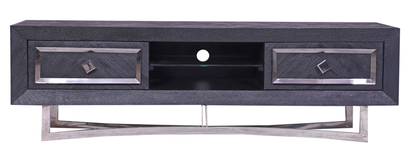 TV-Meubel Chess Zilver - visgraat look - 180x40x55cm