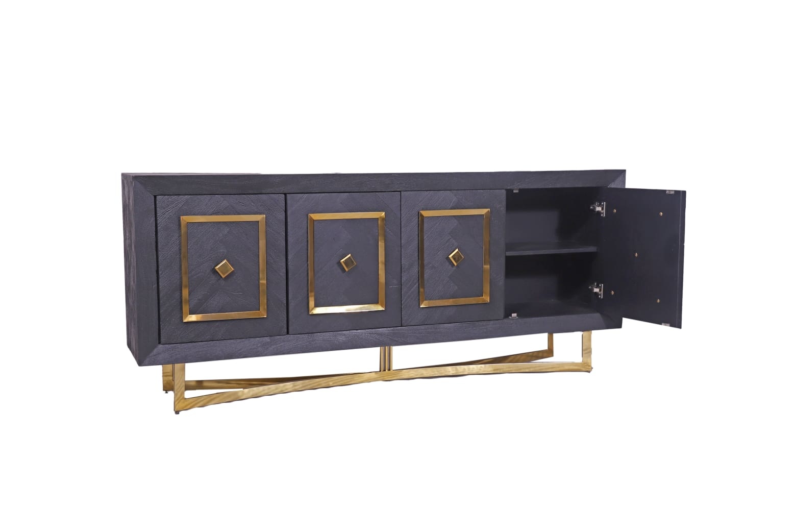 Dressoir Chess Goud - visgraat look - 200x40x85cm