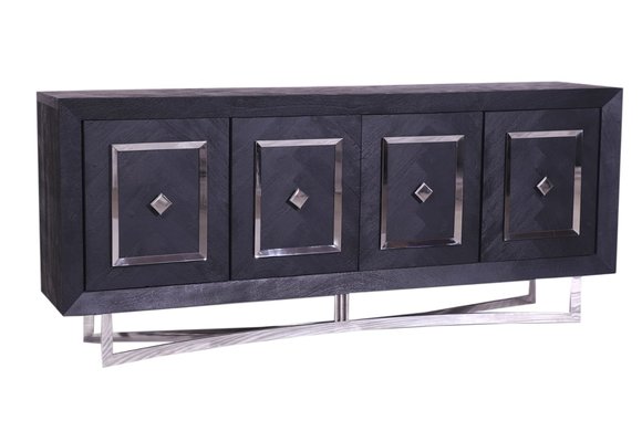 Dressoir Chess  Zilver - visgraat look - 200x40x85cm