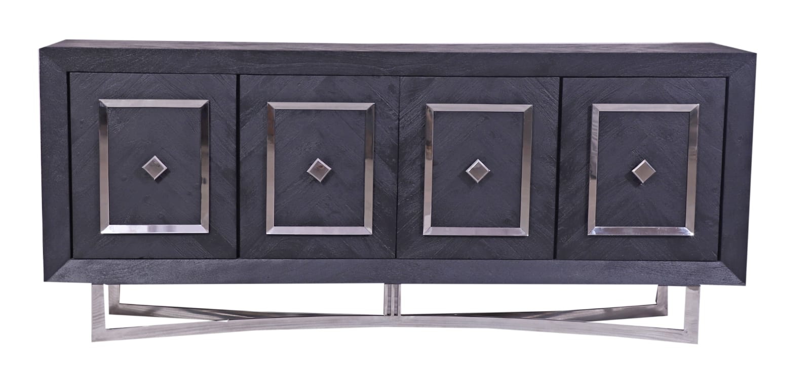 Dressoir Chess Zilver - visgraat look - 200x40x85cm