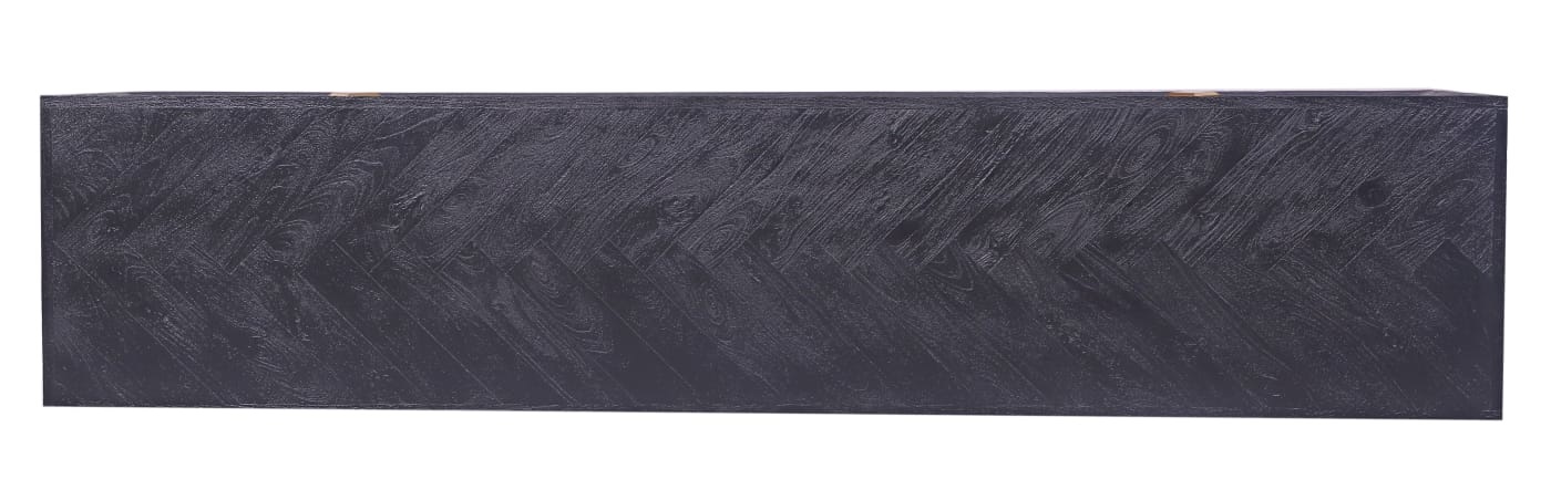 TV-Meubel Black Bonito incl. Sfeerhaard Goud - visgraat look - 200x40x55cm