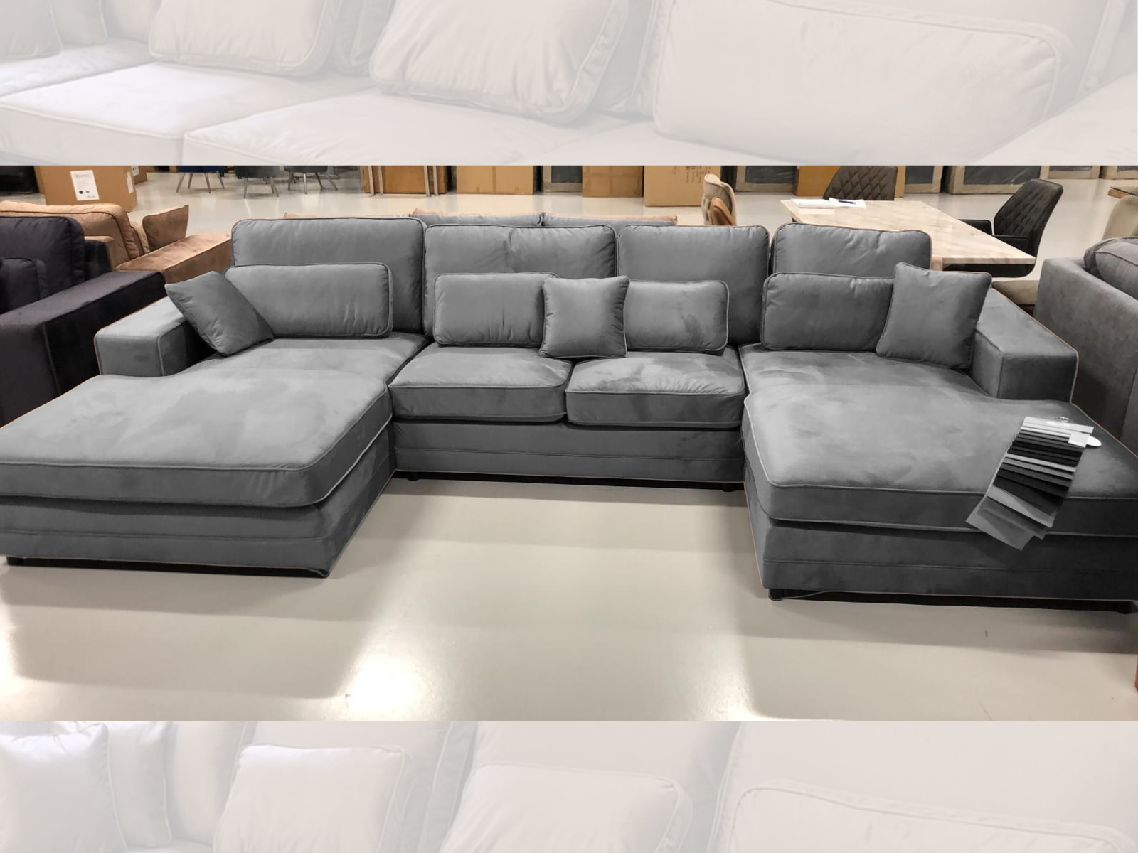 Louis Dubbele Lounge - Lichtgrijs - Velvet stof