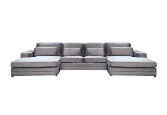 Louis Dubbele Lounge - Lichtgrijs - Velvet stof