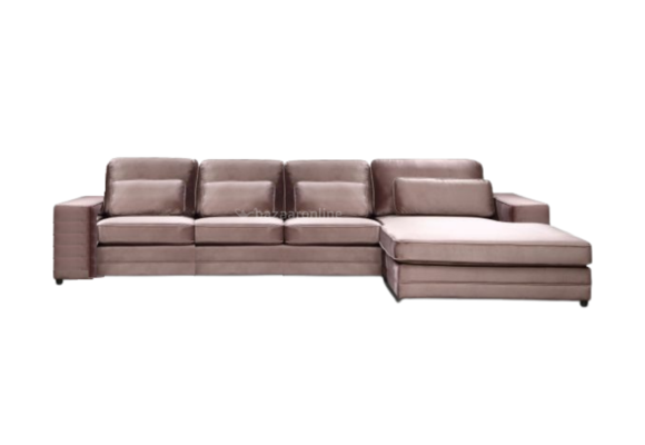 Louis 3 zits + Lounge bank - Lichtbruin - Velvet stof