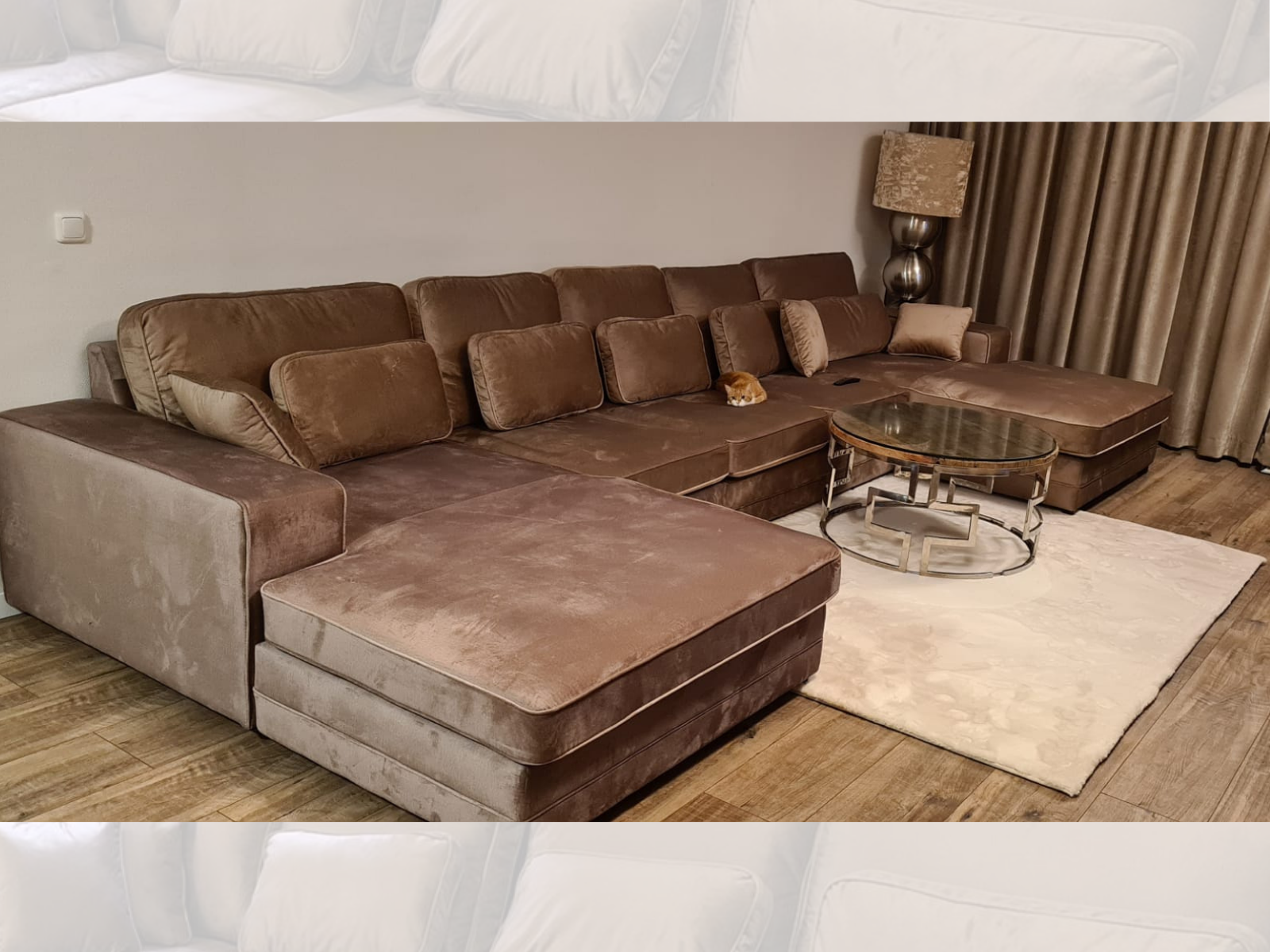 Louis Dubbele Lounge - Lichtbruin - Velvet stof