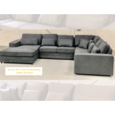 Louis 3 zits + Lounge bank - Donkergrijs - Velvet stof