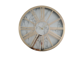 Klok Turijn - Marmer  Wit | Goud - Romeinse cijfers