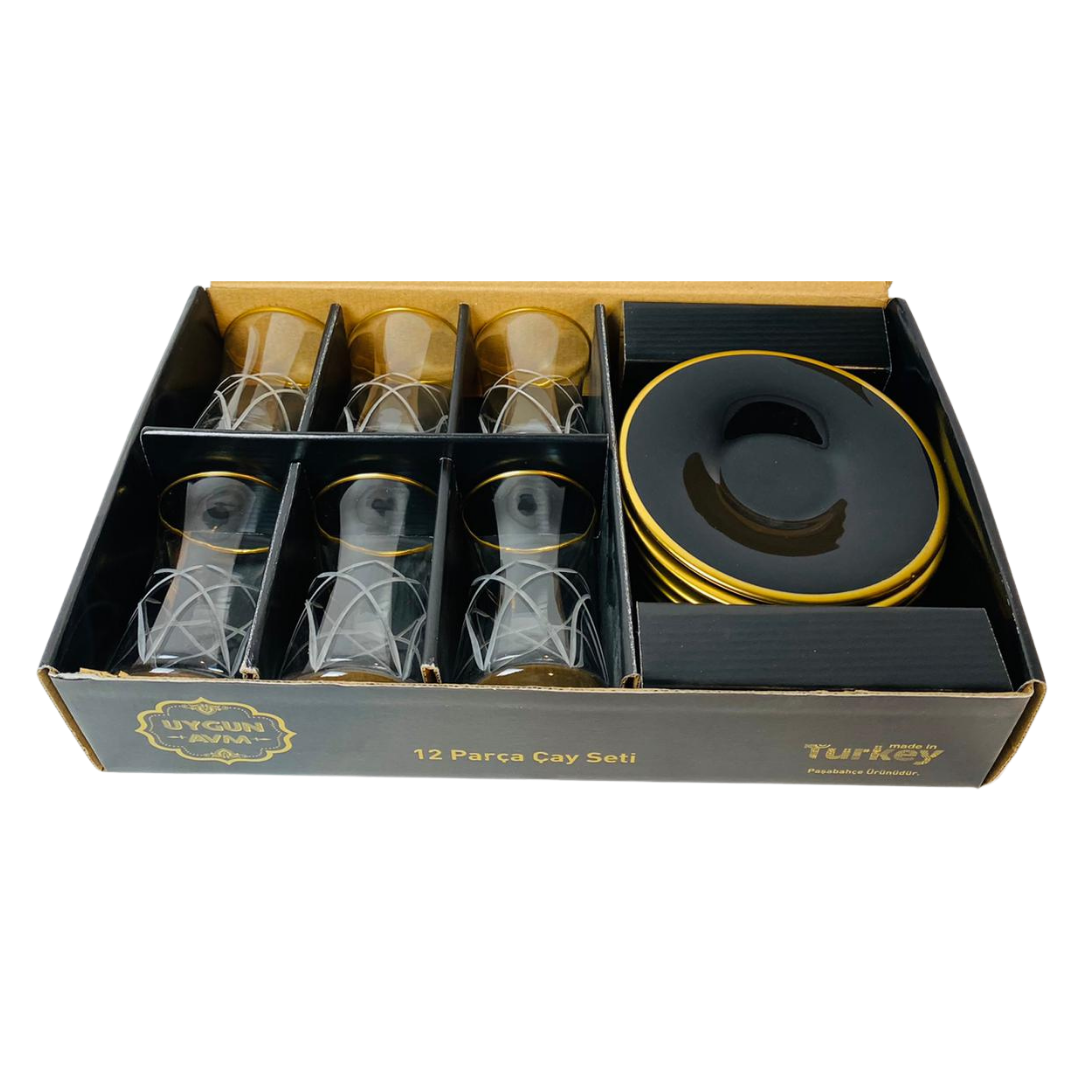 12 - delige thee set Marmaris - zwart  goud