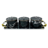 Bewaarpotten marmer design - zwart goud