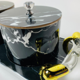 Bewaarpotten marmer design - zwart goud