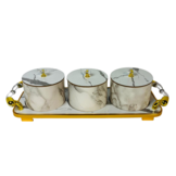 Bewaarpotten marmer design - wit goud