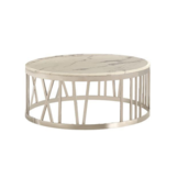 Salontafel Roma Zilver - Wit Marmer / Zwarte strepen