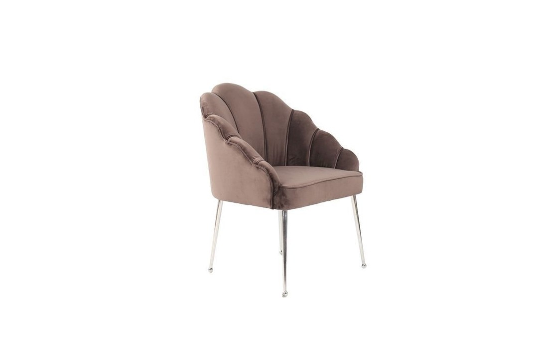 Emillia Fauteuil Zilver | Bruin stof