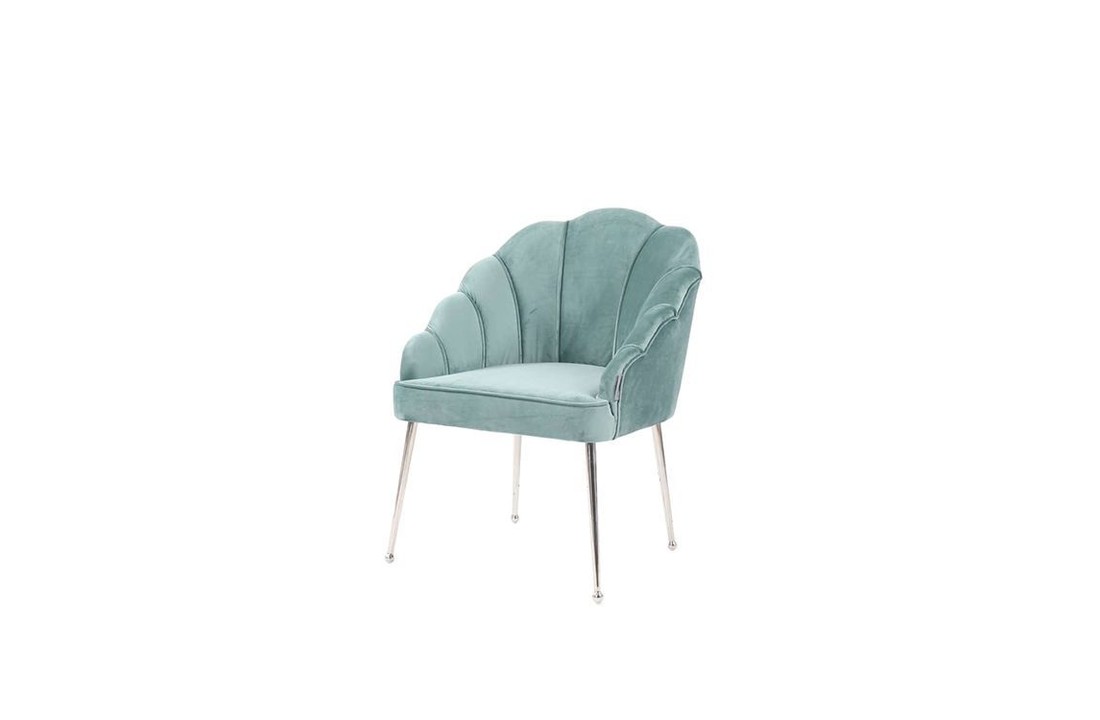 Emillia Fauteuil Zilver | Groen stof