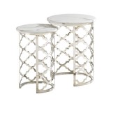 Bijzettafel Forli 2-delig - Wit marmer Zilver