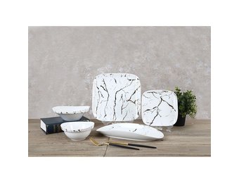 Bricard Marbel Serviesset 25-delig Wit