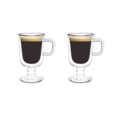 Dubbelwandige Latte Macchiato glas met oor 260 ml - 2 stuks