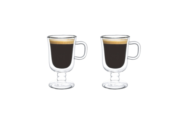 Dubbelwandige Latte Macchiato glas met oor 260 ml - 2 stuks